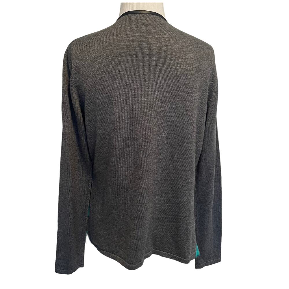 Alberto Makali Wool Blend Open Cardigan Women's Size Medium Green Gray Drapey - Picture 2 of 7
